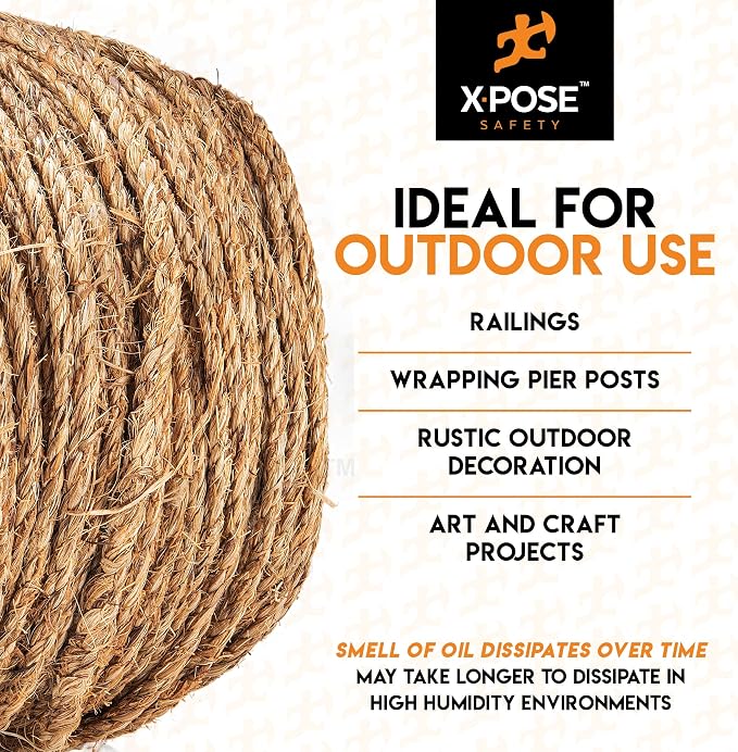 Manila Rope - 1/4 Inch 600' - 3 Strand Cordage Twisted Braided Rope - Thick - Image 5