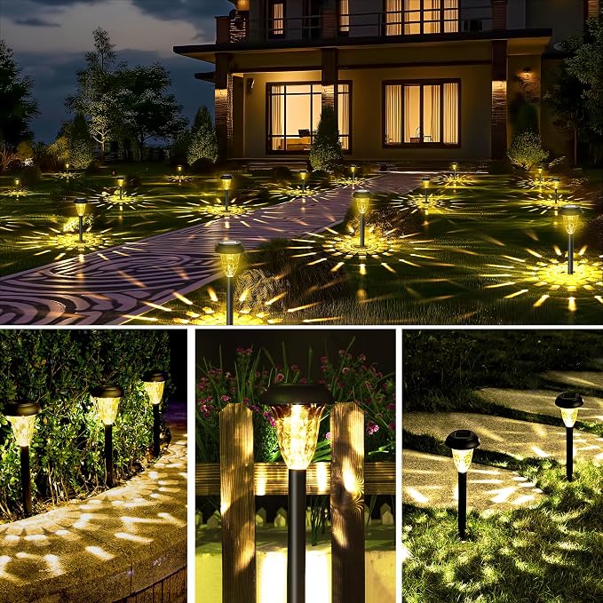 GIGALUMI 12 Pack Solar Light Outdoor Waterproof, Warm White Pathway Lights - Image 3