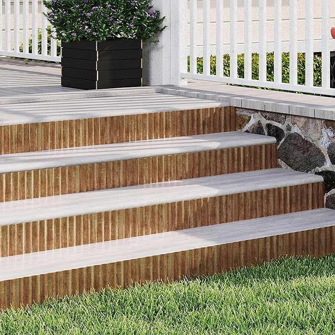 Metal Garden Edging Border, Corrugated Steel Landscaping, DIY for Lawn (Rusty, 6 Inch x 20FT)