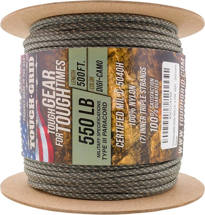 TOUGH-GRID 550 Paracord, Type III Mil-Spec Nylon Rope - 500 Ft Digi-Camo - Image 3