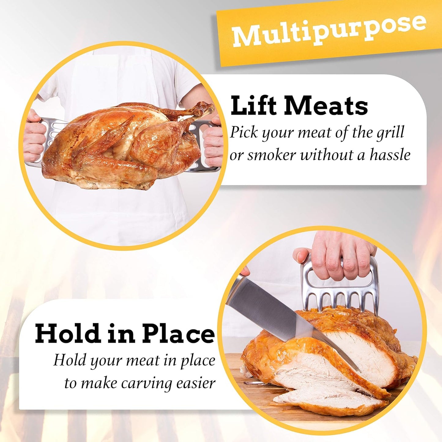 Mountain Grillers Chicken Shredder and Meat Shredder Claws - Effortless Pulled Pork BBQ Claws for Meat Shredding - Versatile 2-Pack Bear Claws for Grill, Smoker, Barbecue - Black