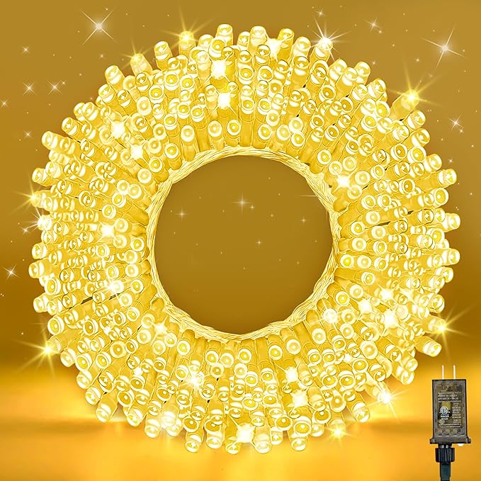 100FT Warm White String Lights – 300 LED Extra Long Waterproof Fairy Lights on by WASTROYAL