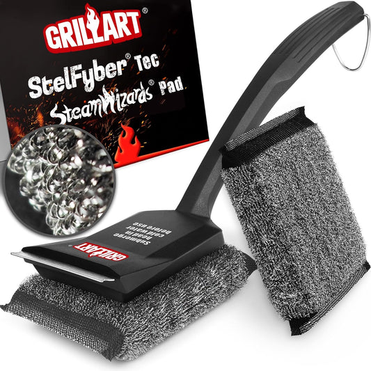 GRILLART SteamWizards Grill Brush Bristle Free, Safe BBQ Grill Brush for Outdoor Grill, Flat Top Grill Cleaner with Replaceable Head, Suitable for All Grates, Griddle Accessories, Dishwasher Safe