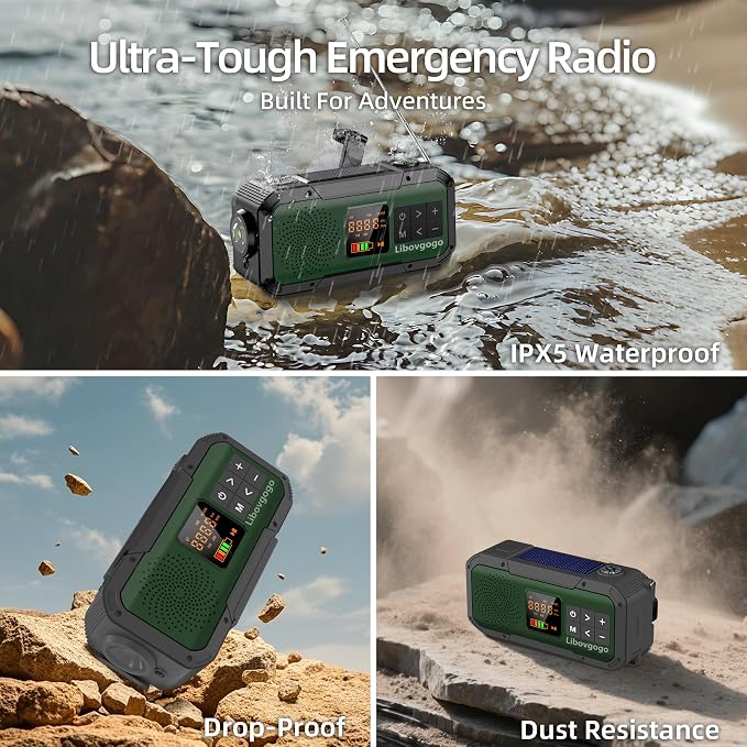 Emergency Radio Waterproof Bluetooth Speaker, Portable Digital AM FM Radio - Image 6