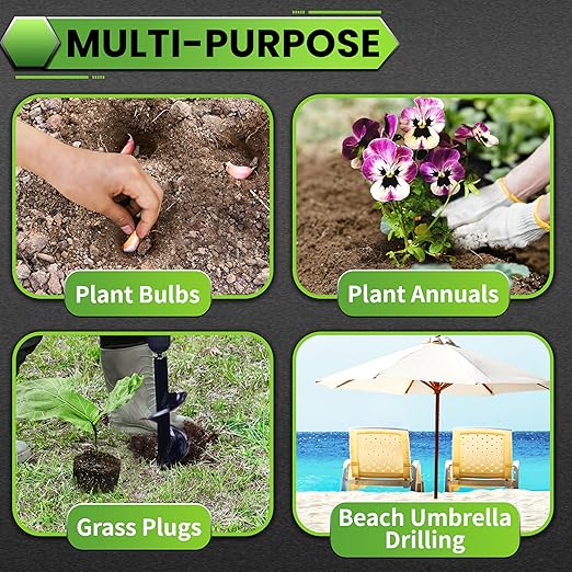 SYITCUN Auger Drill Bit for Planting - 4"X16" Heavy-Duty Post Hole Auger - Auger Post Hole Digger for Fence - 3/8" Hex Drive Drill