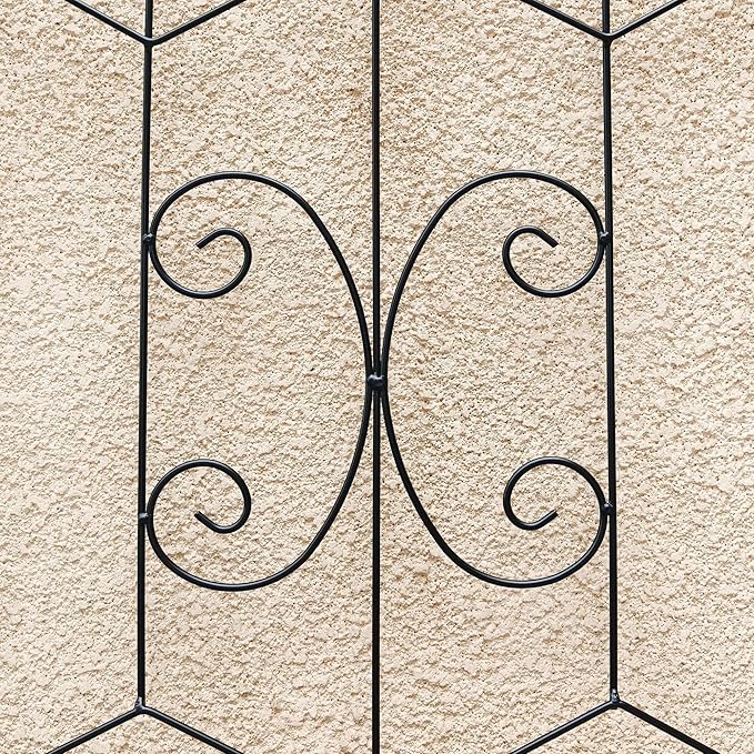 Metal Garden Trellis Rustproof Trellis for Climbing Plants Outdoor Flower Support (Black-4 Pack, 71"x19.7")