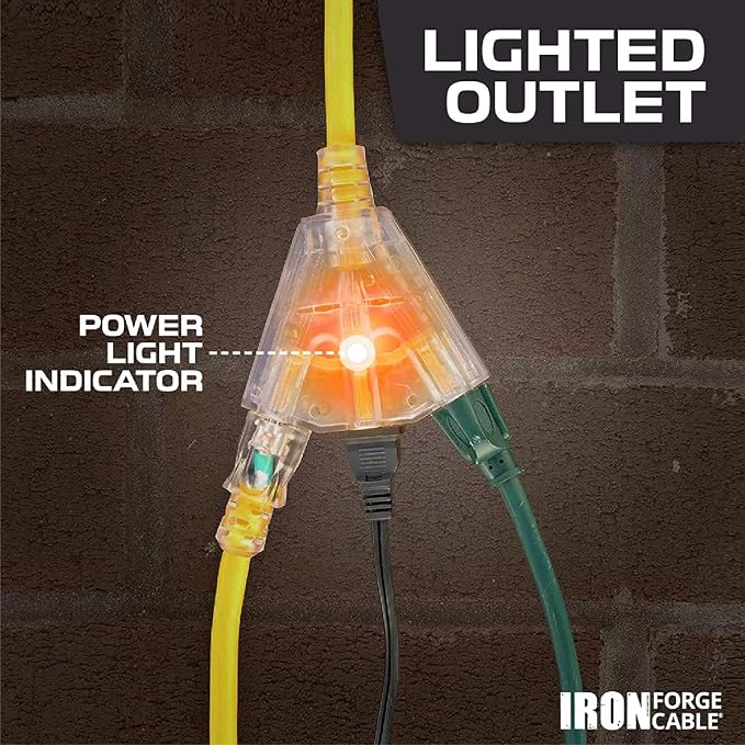 Iron Forge Cable 50ft Yellow Outdoor Extension Cord - Image 3