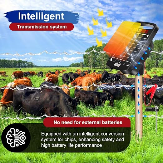 5 Miles Solar Powered Electric Fence Charger – 0.11J Output, 24/7 Day/Night - Image 2