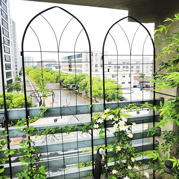 Metal Garden Trellis Rustproof Trellis for Climbing Plants Outdoor Flower Support (Black-4 Pack, 78.7"x19.7")