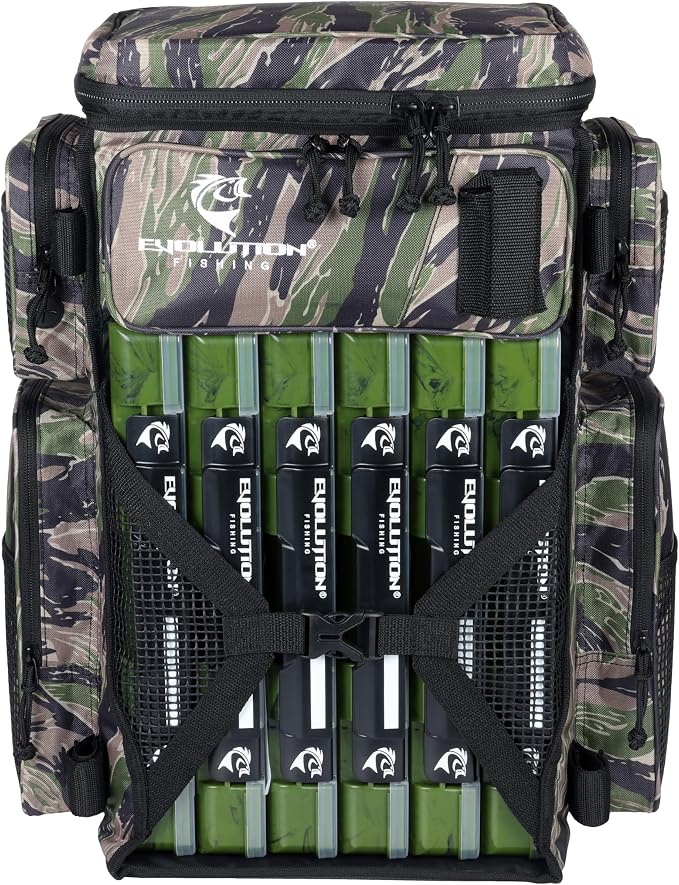 Evolution Fishing Drift Series Tackle Backpack, Outdoor Rucksack w/ 6 Fishing - Image 4