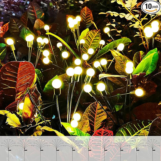 ANTQUE 10 Pack 8LED Solar Garden Lights, New Upgraded Swaying Starburst Solar Garden Lights, Vibrant Garden Lights Waterproof Solar Outdoor Lights, Yard Patio Pathway Decoration