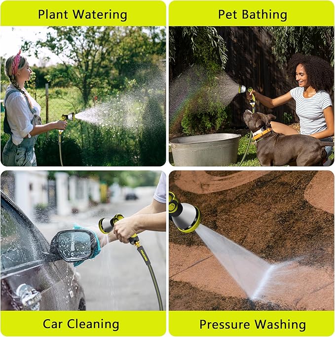 Retractable Garden Hose Reel 160Ft Extra Long, PHLEX PRO Heavy Duty Automatic Water Hose Reel Wall Mounted with 10 Pattern Nozzle, Any Length Lock, Slow Return System, 180°Swivel Bracket