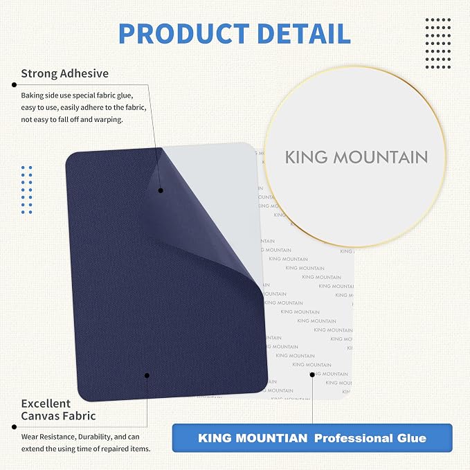KING MOUNTAIN Canvas Repair Patch 5×8 Inch 8 Pcs Self-Adhesive Waterproof - Image 3