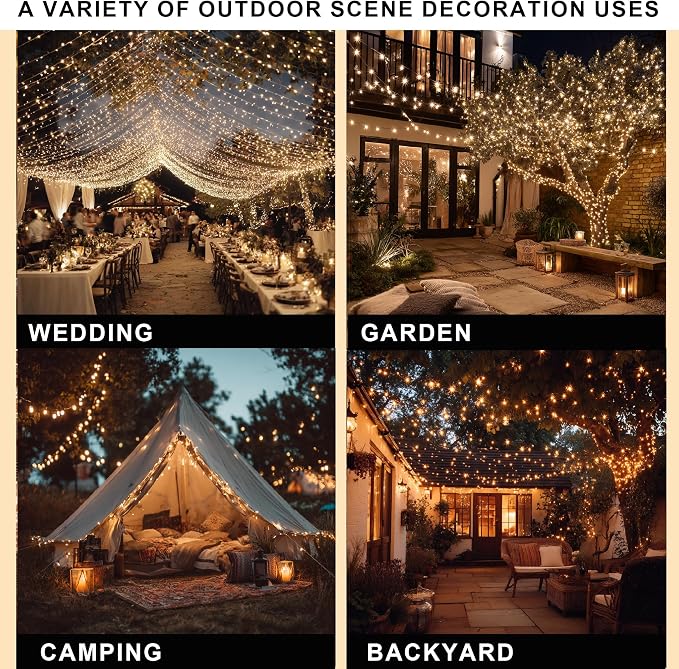 Dazzle Bright Christmas String Lights, 600 LED 196 FT Waterproof Green Wire - Image 7
