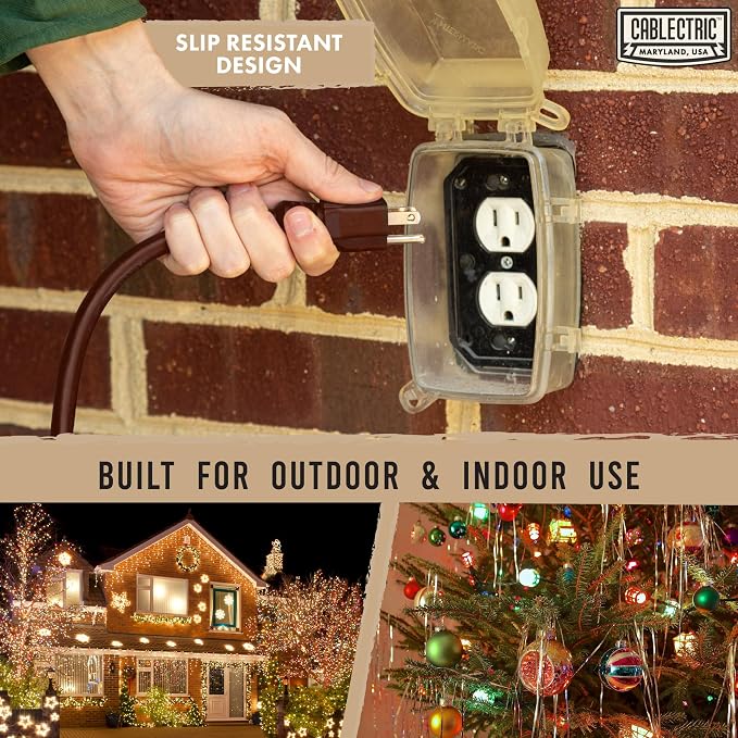 Brown Outdoor Extension Cord 25 ft, 16/3 Heavy Duty Cable - Image 5