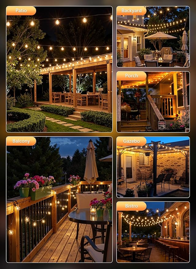 Brightown Outdoor String Lights, 74FT Shatterproof LED Patio Lights - Image 6