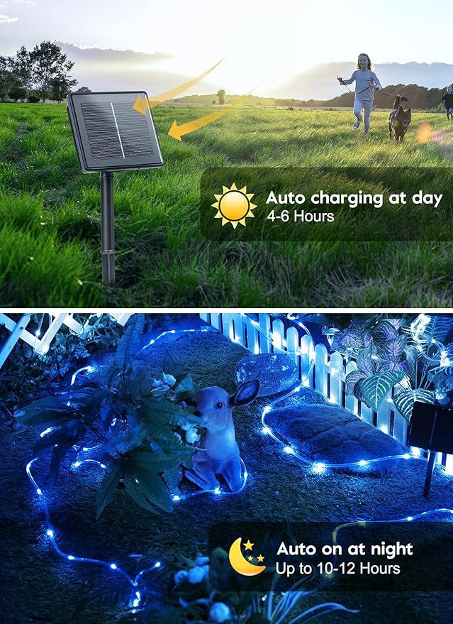 Brightown Solar String Lights Outdoor, 39FT 100 LED Rope Lights Solar Powered - Image 6