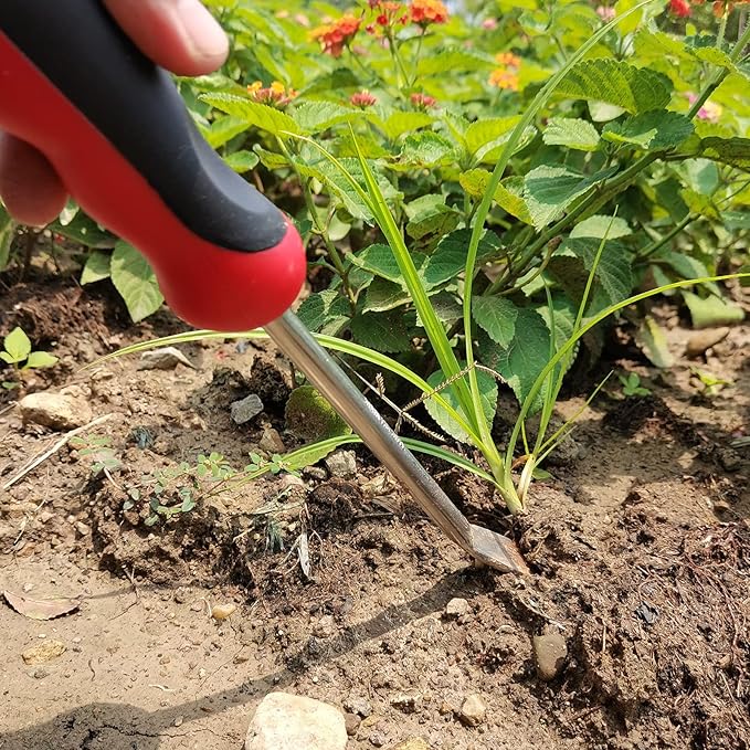 Weed Pulling Tool Weeding Tool with Ergonomic Handle, Stainless Steel Weed Tool Garden Hand Weeder Tools for Lawn Farmland Gardening Gift