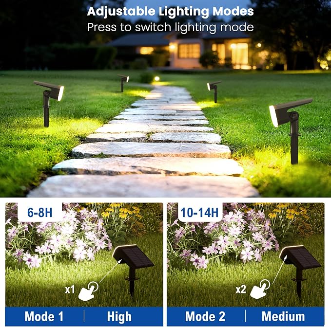Solar Lights Outdoor Waterproof IP65, Super Bright LED, 6500K 2 Lighting Modes - Image 2