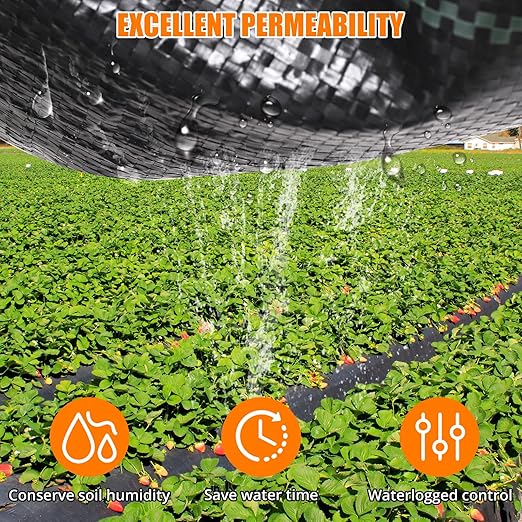 Towallmark Weed Barrier Landscape Fabric 5FTx300FT, Heavy Duty 4.1O Weed Block Gardening Ground Cover Mat, Weed Control Garden Cloth, Woven Geotextile Fabric for Underlayment, Driveway Fabric