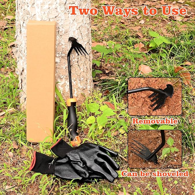 Weed Removal Tool, Portable Garden Weeder Tool，2024 New Manganese Steel Weed Puller Tool with Rubber Handle for Vegetable Gardening Garden Yard Farm Farm Planting & Uprooting Weeding Tool (Black)