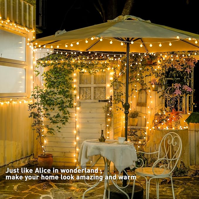 JMEXSUSS 100 LED Connectable Globe String Lights Indoor Bedroom, 33ft Warm - Image 3
