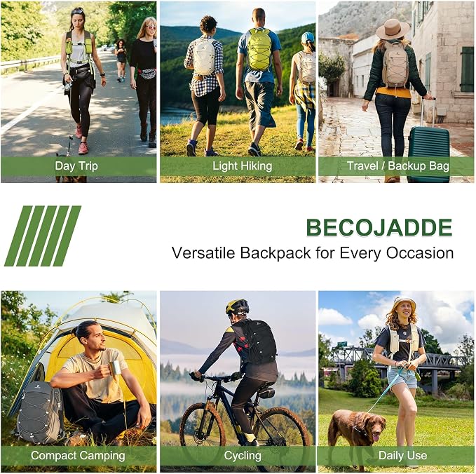 BECOJADDE Hiking Backpack 15L Small Backpack Packable Day pack Water Resistant - Image 8