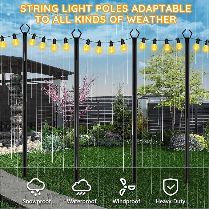 AHRLHR 4 Pack String Light Poles, Poles - Image 6