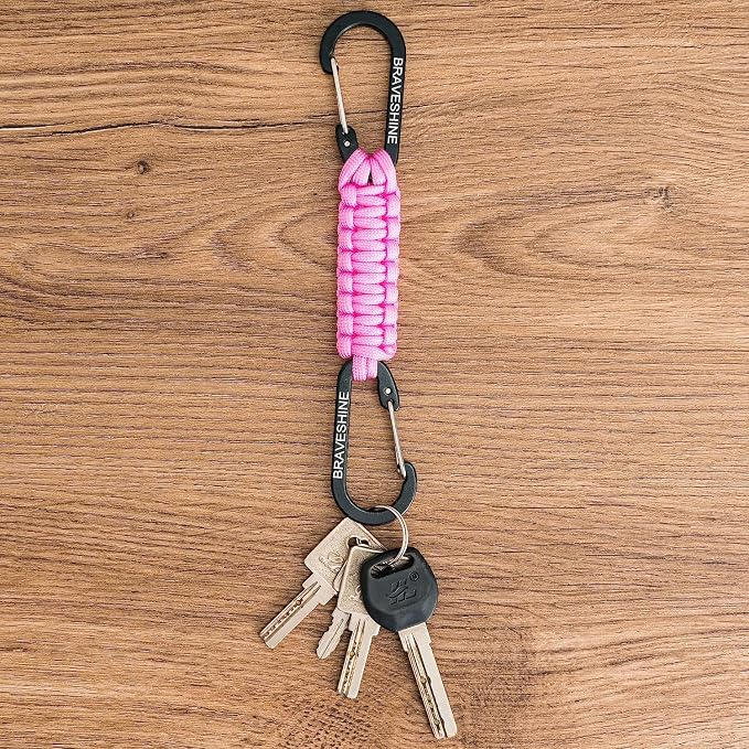 BRAVESHINE Paracord Keychain Carabiner Clip, D Ring Lanyard Hanger Stroller Hook - Image 5