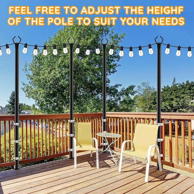 AHRLHR 2 Pack String Light Poles, Outdoor String Light Pole 10ft Forked Metal - Image 3