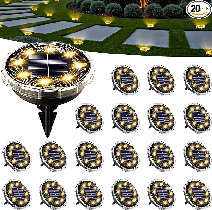 SOLPEX Solar Ground Lights 20 Pack, Solar Pathway Lights Outdoor Waterproof by Solpex
