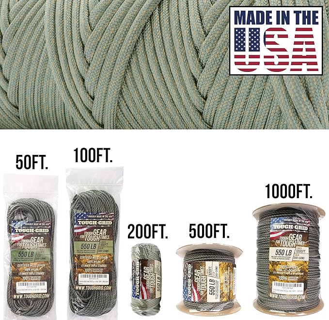 TOUGH-GRID 550 Paracord, Type III Mil-Spec Nylon Rope - 50 Ft Digi-Camo - Image 2