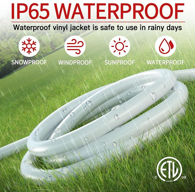 16/3 13A 125V 1625W 30 FT Outdoor Extension Cord Waterproof, Weatherproof & - Image 7