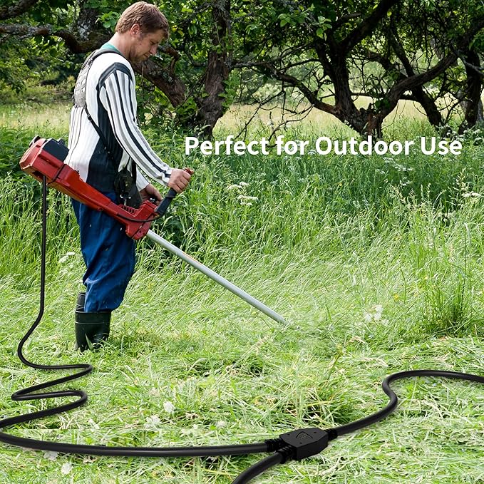 2 Way Power Extension Cord Splitter 20 Ft Total-3 Prong 1 to 2 Extension Cord - Image 4