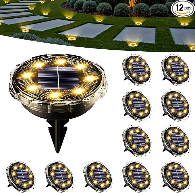 SOLPEX Solar Ground Lights 12 Pack, Solar Pathway Lights Outdoor Waterproof by Solpex