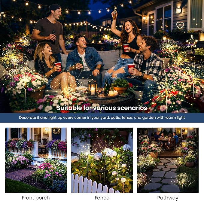 Solar Lights Outdoor, 120LED 4pack Fairy Garden Lights Decor - Image 2