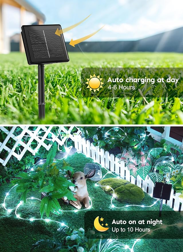 Brightown 2-Pack 39FT 100LED Solar Rope Lights, Solar Outdoor Lights IP65 - Image 7