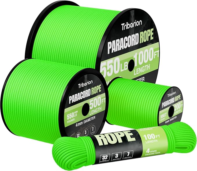 Paracord Rope 550 lb - 200ft 5/32" Parachute Cord 4MM 7-Strand para Cord - by Triberion