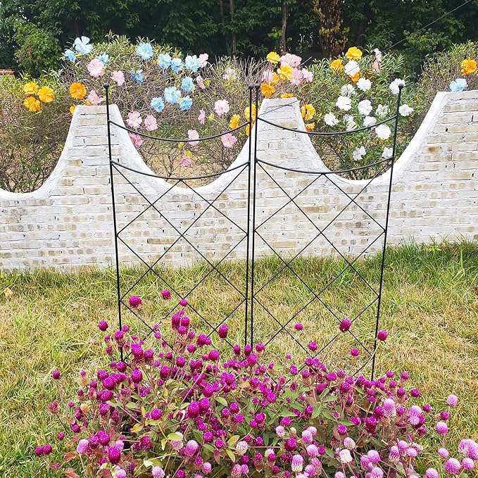 45.3" H x 15" W Metal Garden Trellis for Climbing Plants, Black Iron Trellis for Vines Plant Rose Vegetable Support,Large Decorative Outdoor Trellis，2 Pack