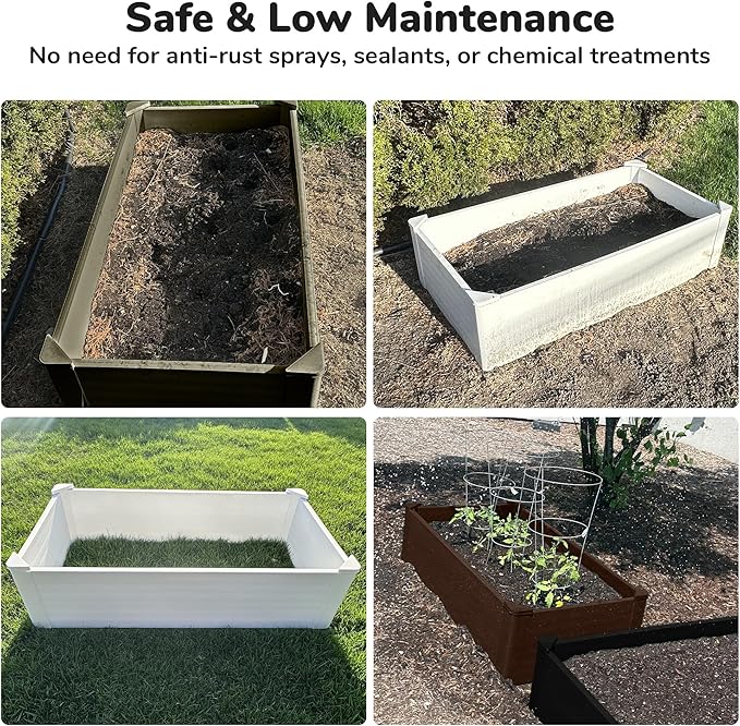 Raised Garden Bed - 2x4 ft Planter Box - White HDPE - No Tools Needed - DIY Kit for Urban Gardening, Flowers, Herbs & Vegetables - Made in The USA