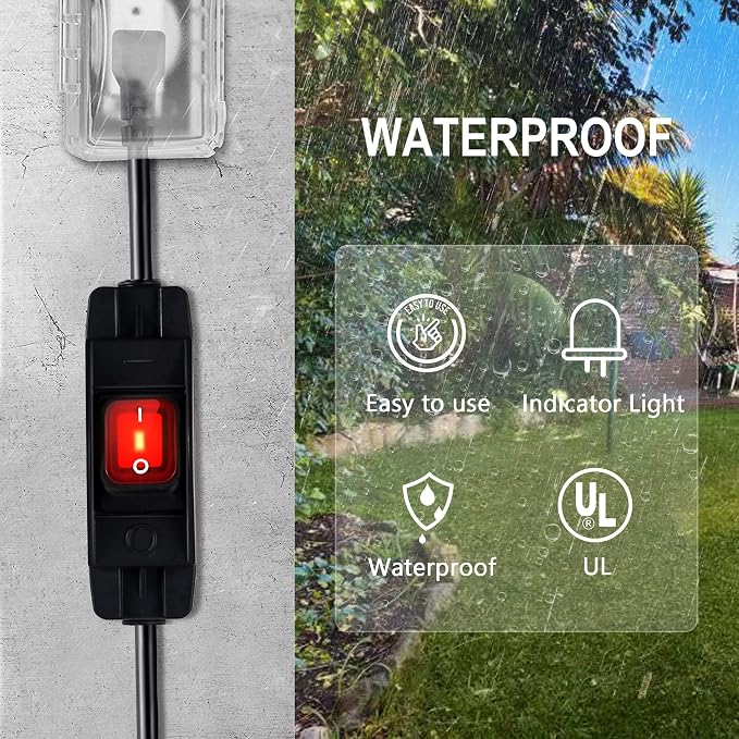 Outdoor Extension Cords with Switch Waterproof Switch 3 Prong Extension Cord - Image 8