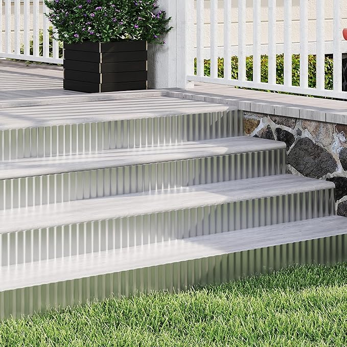 Metal Garden Edging Border, Corrugated Steel Landscaping, DIY for Lawn (Silver, 12 Inch x 20FT)