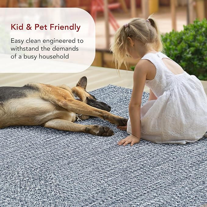 nuLOOM 8' x 10' Solid Hand Braided Indoor/Outdoor Area Rug, Pet-Friendly, High Traffic, Weather Resistant, for Patio, Balcony, Bedroom, Living, Dining Room, Wynn Navy