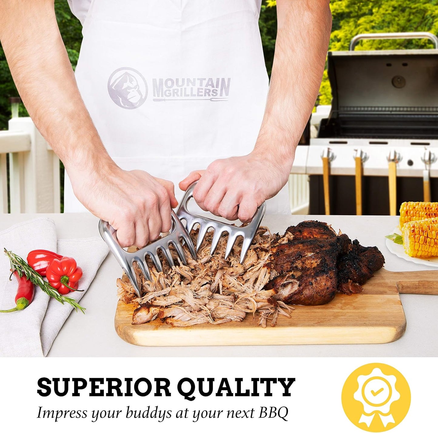 Mountain Grillers Chicken Shredder and Meat Shredder Claws - Effortless Pulled Pork BBQ Claws for Meat Shredding - Versatile 2-Pack Bear Claws for Grill, Smoker, Barbecue - Black