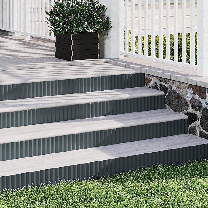 Metal Garden Edging Border, Corrugated Steel Landscaping, DIY for Lawn (Black, 10 Inch x 20FT)