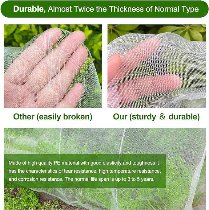 Garden Netting, Jevrench Durable Ultra Fine Garden Netting, Garden Plant Cover Row Cover Makes Plants, Vegetables, Fruits, and Flowers Grow Better (8ft x 25ft)