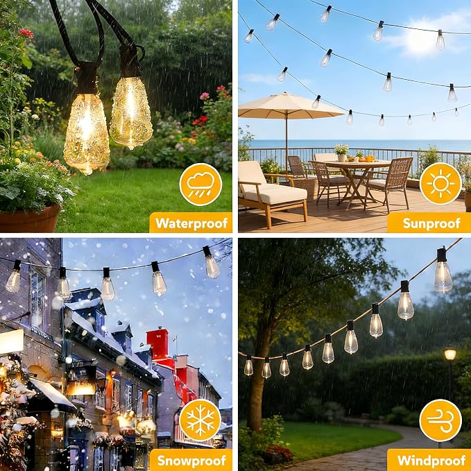 GPATIO Outdoor String Lights, 150FT ST38 Bulbs Shatterproof Patio Lights - Image 2