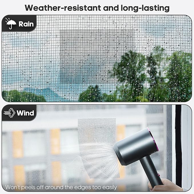 Secopad 5" x 7" Grey/Black Screen Repair Kit, Strong Adhesive Fiberglass Mesh - Image 3