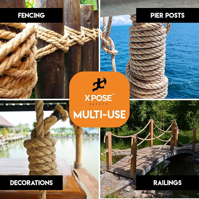 Manila Rope - 1/4 Inch 1200' - 3 Strand Cordage Twisted Braided Rope - Thick - Image 2
