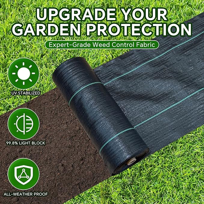 Weed Barrier Landscape Fabric Heavy Duty,3.2 OZ Premium Garden Weed Blocker Fabric for Weed Control, Plastic Ground Cover with Woven Weed Cloth,Durable Landscaping Fabric (2.8 X 50FT)